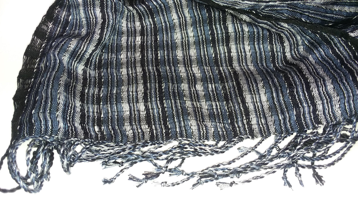 Handwoven Gray and Black Fair Trade Scarf