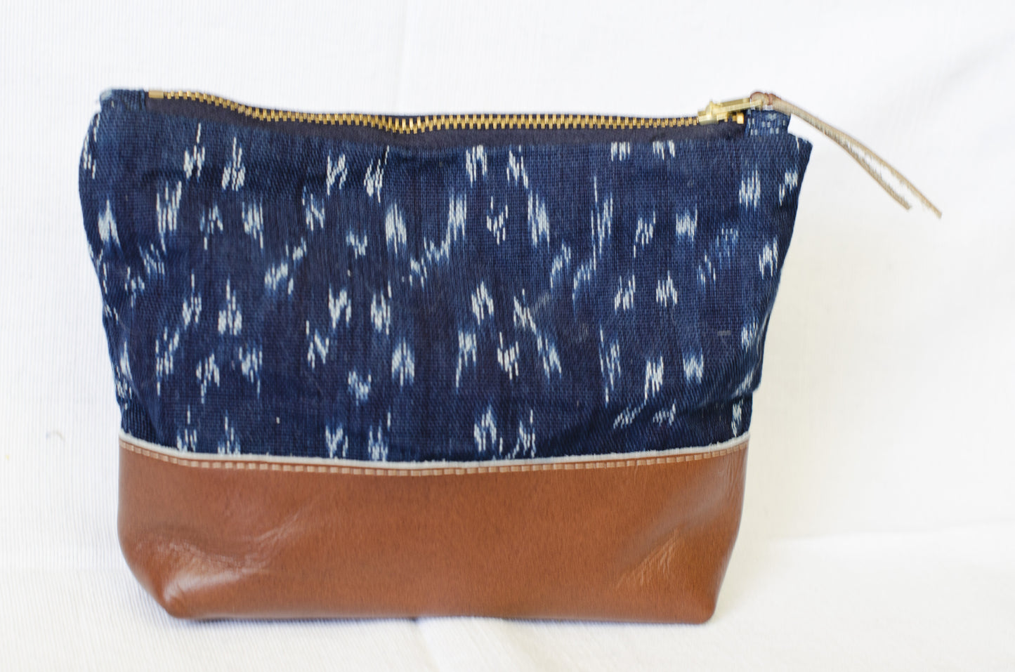 Fair Trade, Ikat and Leather, Cosmetic Bag.