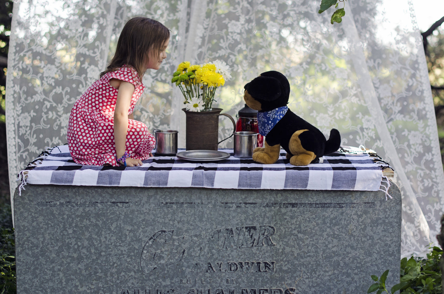 Black and White Buffalo Plaid Picnic Blanket, Child-sized Beach Towel.