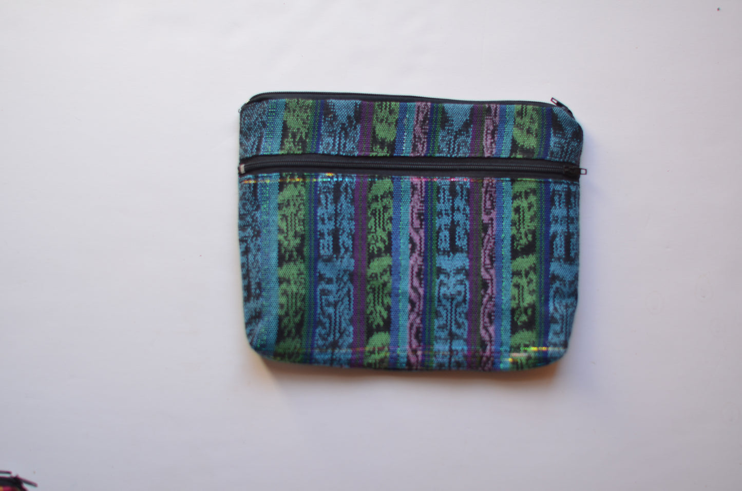 Blue Fair Trade Upcyced Large Coin Purse, Wallet, or Cosmetic Bag
