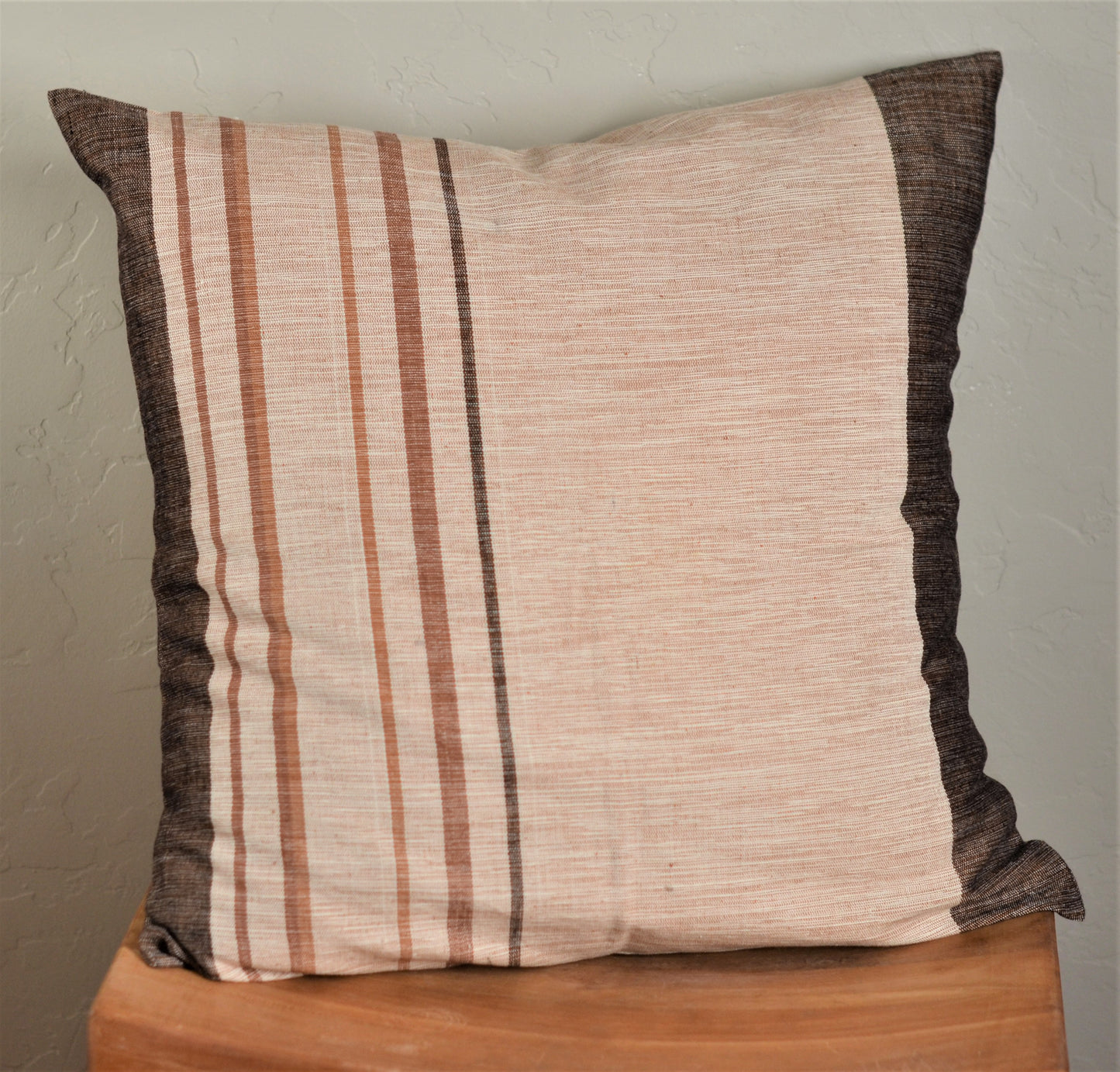 Handwoven Fair Trade Cotton 20" x 20" Pillow Cover in Browns
