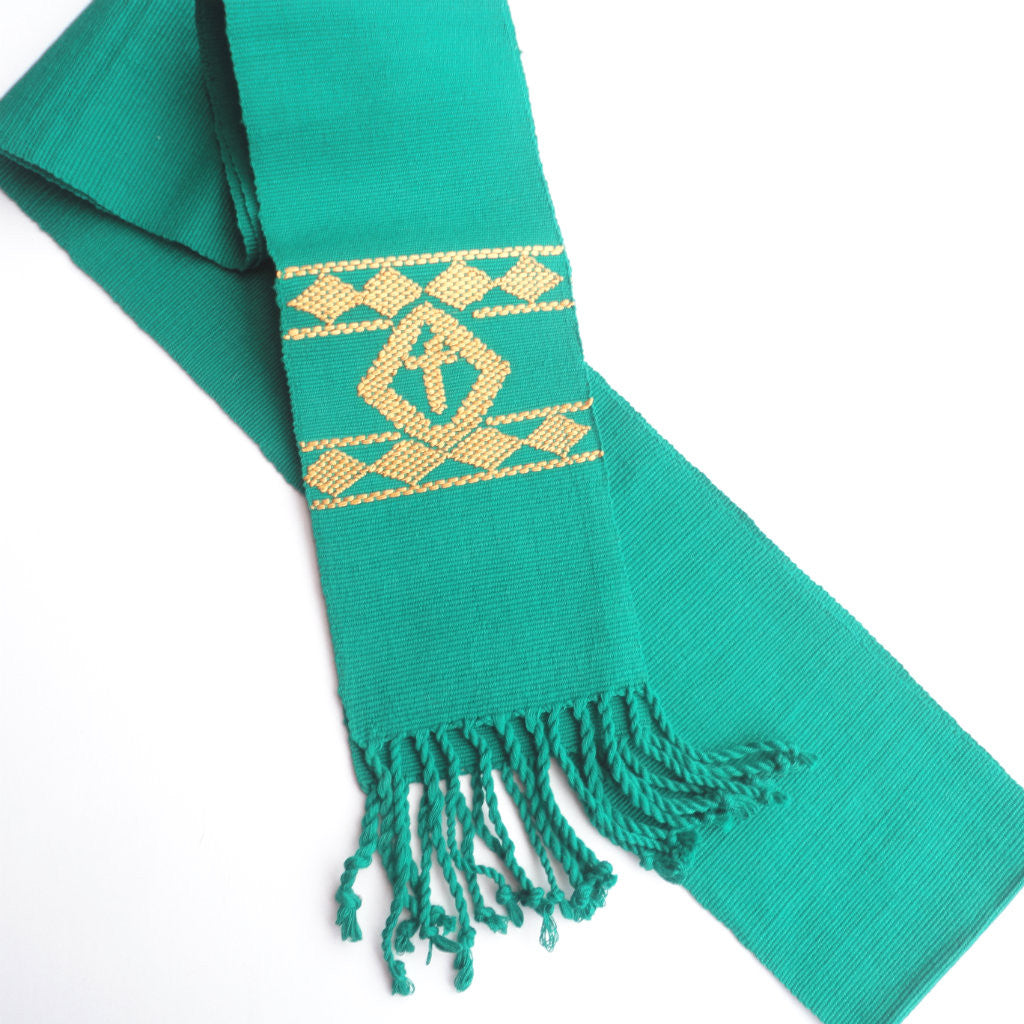 Green Clerical Stole, Fair Trade, Handwoven