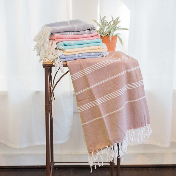 Soft Brown Turkish Fouta Towel, Eco Home Decor, Soft Sands