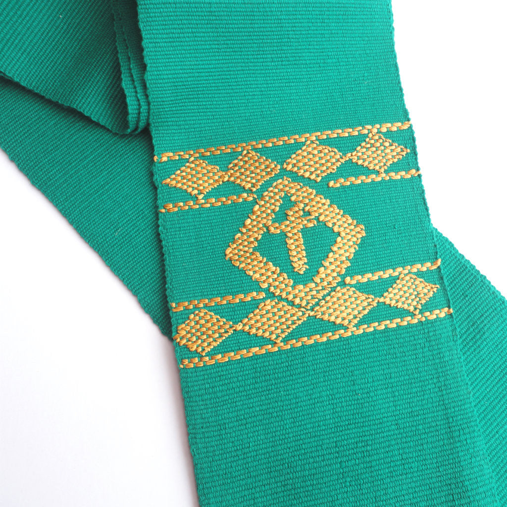 Handwoven Green Deacon, Pastor Stole
