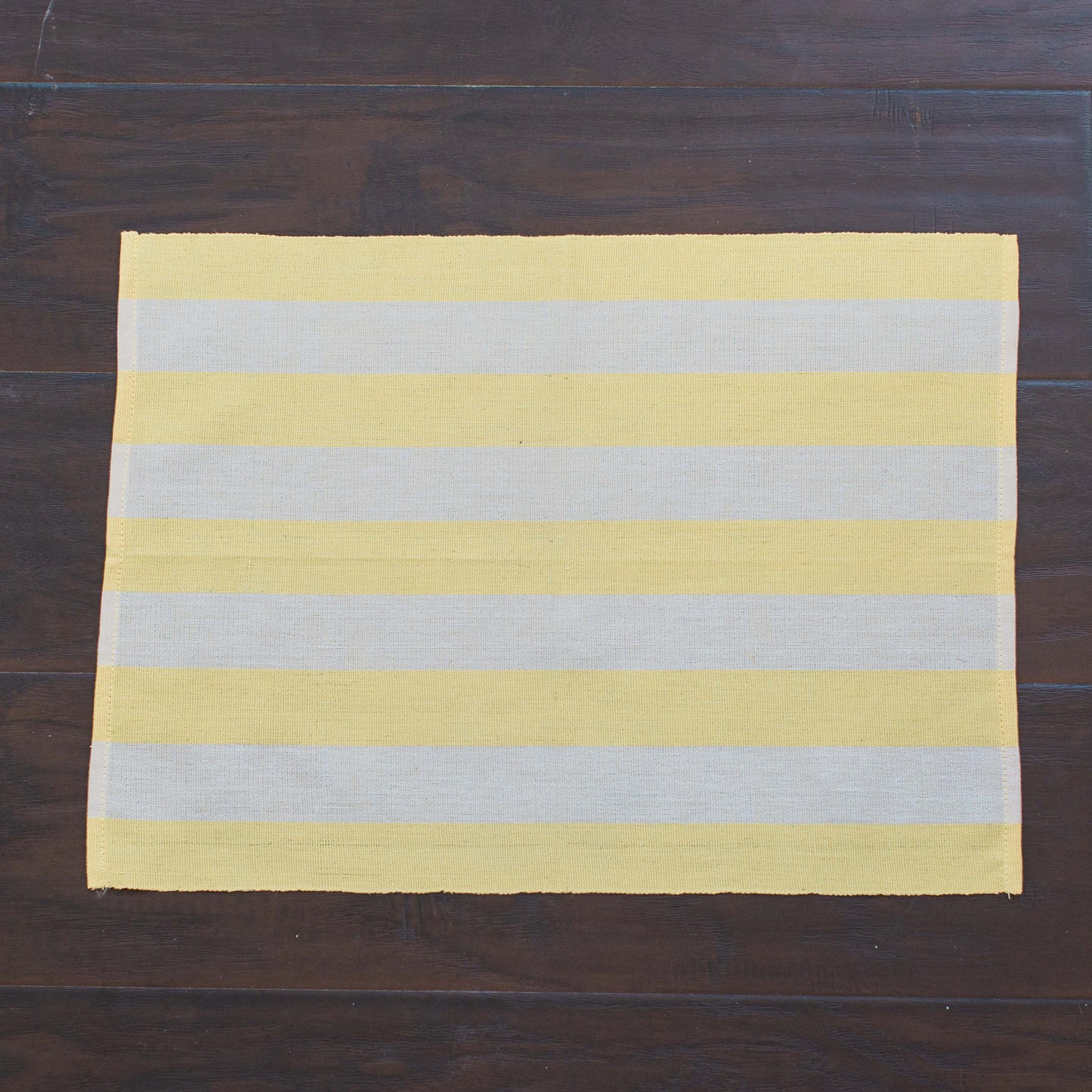 ON SALE  Wide Stripe Yellow and White Fair Trade Placemats, set 4