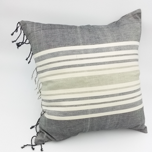 Handwoven Fair Trade Cotton 20" x 20" pillow Cover in Gray