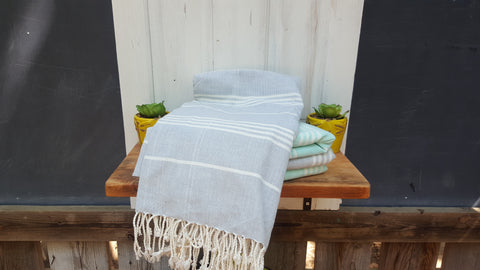 Stonewashed Gray Handwoven Fouta, Fair Trade