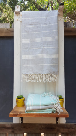 Stonewashed Gray Handwoven Fouta, Fair Trade