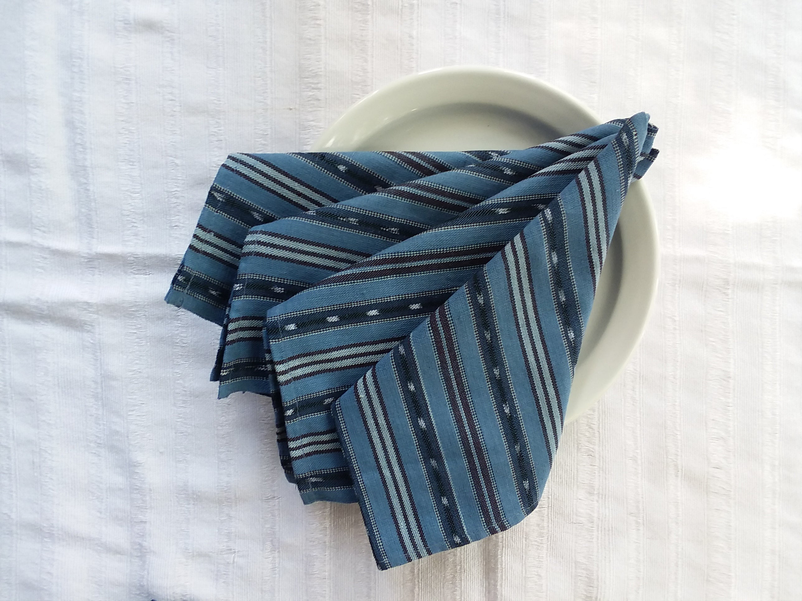 Unique Handwoven Cloth Dinner Napkins, Blues with Ikat, Set 4 - Education  And More
