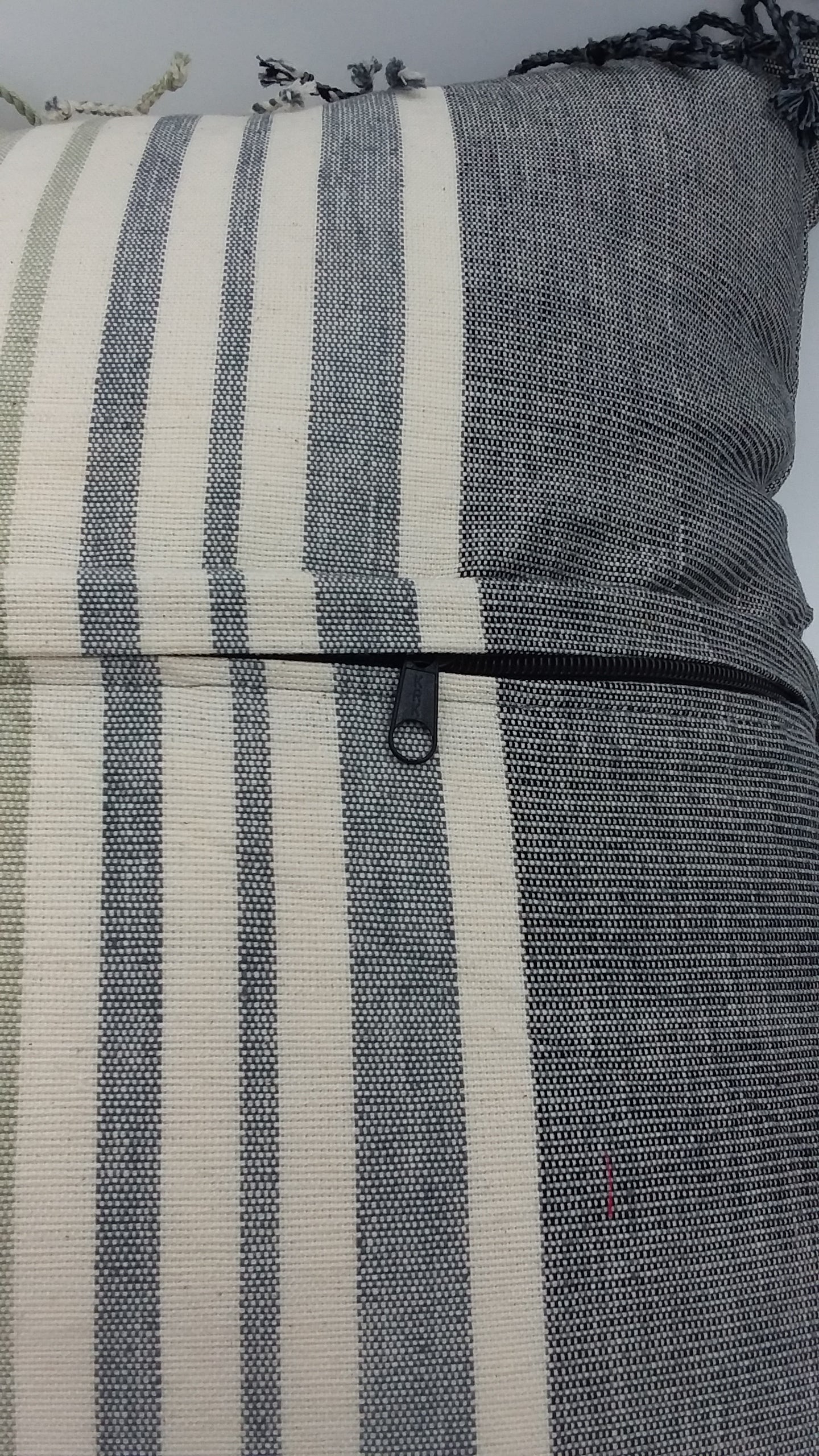 Handwoven Fair Trade Cotton 20" x 20" pillow Cover in Gray