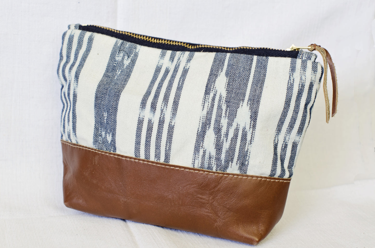 Fair Trade, Ikat and Leather, Cosmetic Bag.