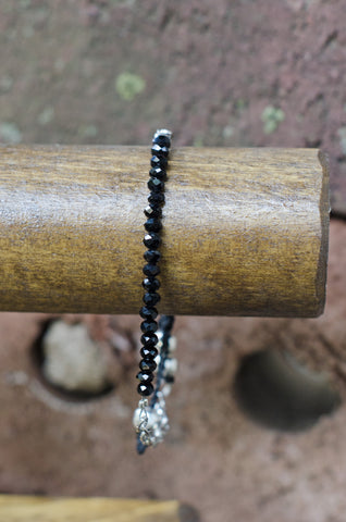 New!  Black Crystal Bead Bracelet, Fair Trade, Bracelet 2 Educate