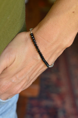 New!  Black Crystal Bead Bracelet, Fair Trade, Bracelet 2 Educate
