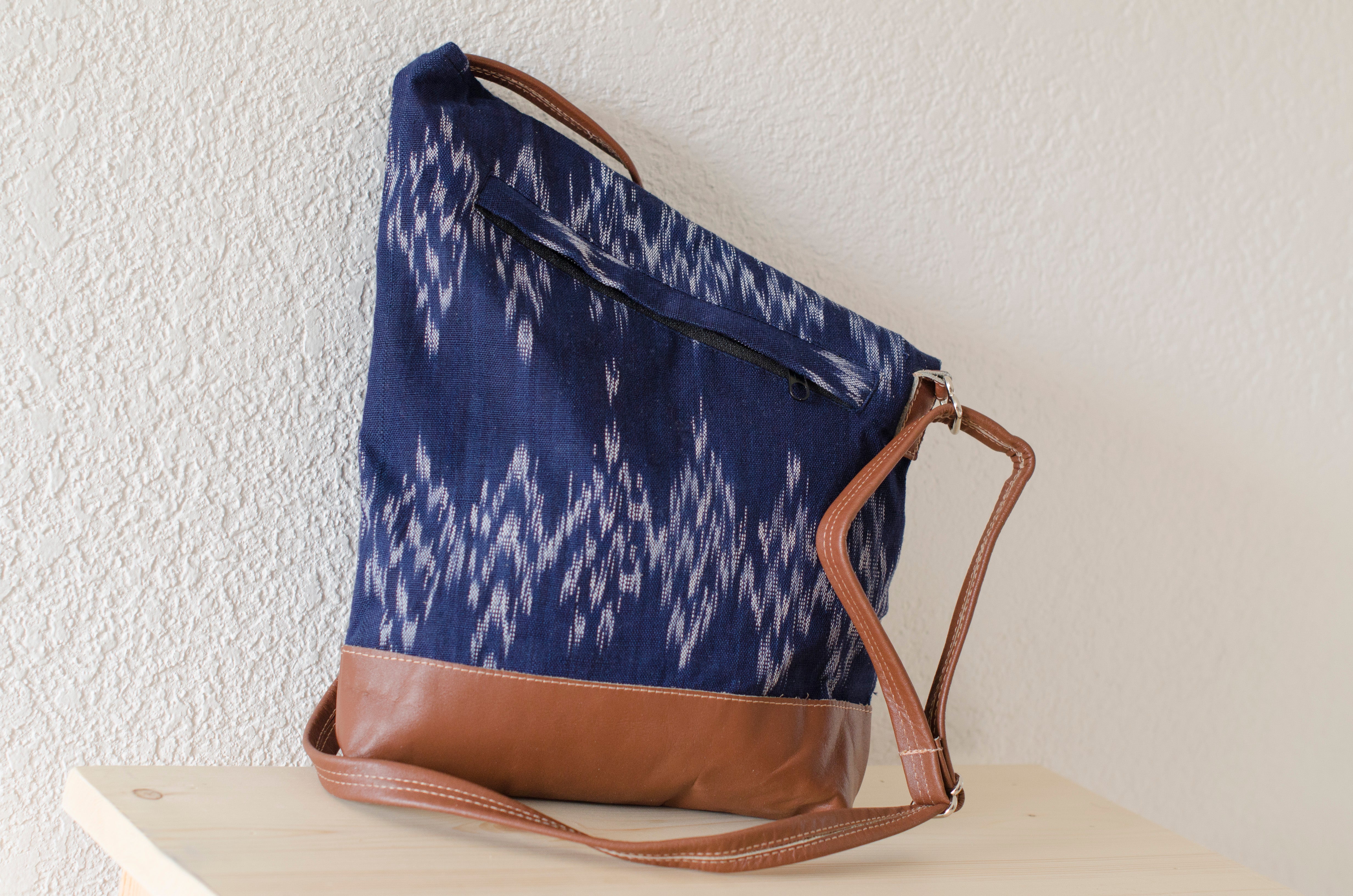 Buy Handcrafted Jawaja Leather Sling Bag with Rug Patch - Indigo Online