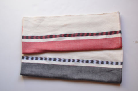 Mayan Ikat Handwoven Cotton Kitchen Towel, Black or Red