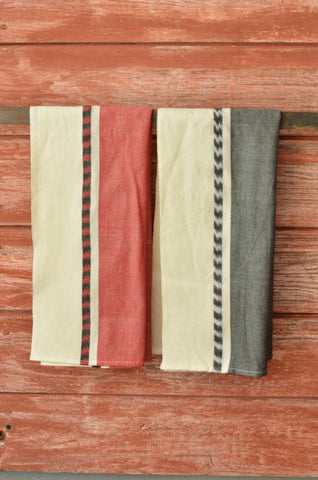 Mayan Ikat Handwoven Cotton Kitchen Towel, Black or Red