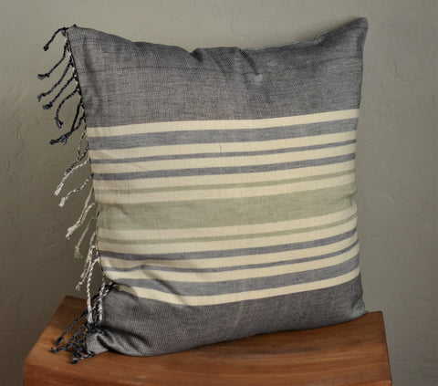 Handwoven Fair Trade Cotton 20" x 20" pillow Cover in Gray