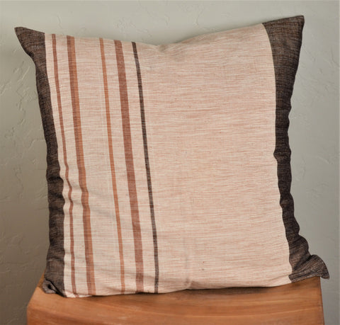 Handwoven Fair Trade Cotton 20" x 20" Pillow Cover in Browns