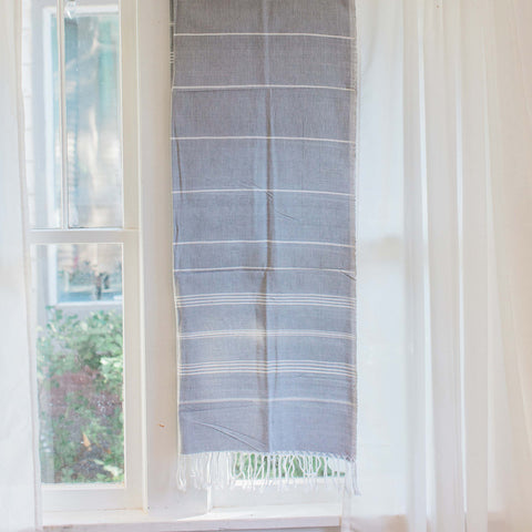 Gray Peshtemal Fouta, Handwoven, Fair Trade