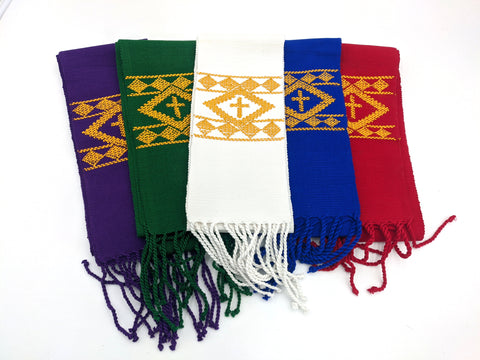 Fair Trade Clergy Stole, Handwoven and Hand-embroidered