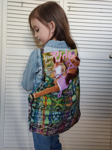 Repurposed, Fair trade, Drawstring Cloth Backpack