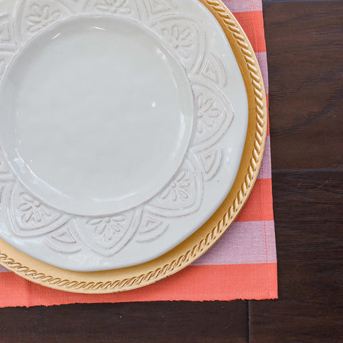 ON SALE  Coral and White Fair Trade Placemats, set 4