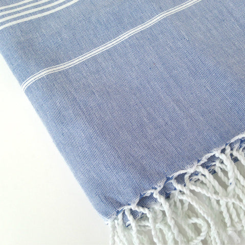 Handwoven Blue Turkish Hammam towel