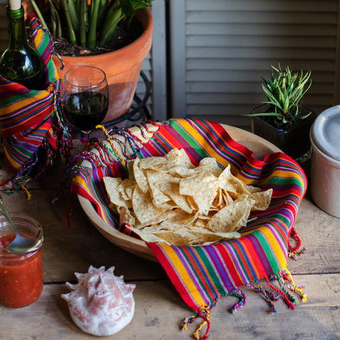 Fiesta Stripe Cotton Dinner Napkins, Bright Multi Color, Handwoven, Set 4