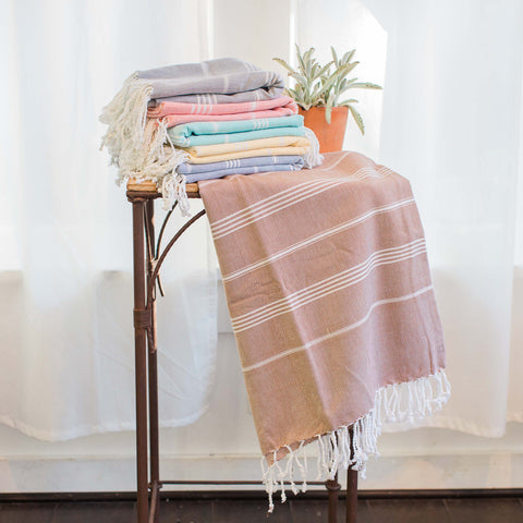 Soft Brown Turkish Fouta Towel, Eco Home Decor, "Soft Sands"