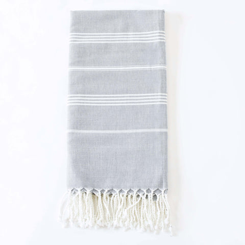 Gray Peshtemal Fouta, Handwoven, Fair Trade