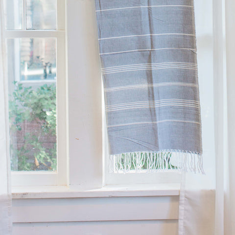 Gray Peshtemal Fouta, Handwoven, Fair Trade