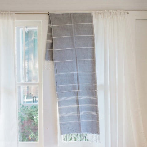 Gray Peshtemal Fouta, Handwoven, Fair Trade