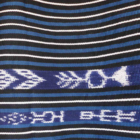 Handwoven Mayan Ikat Table Runner, Indigo Blue