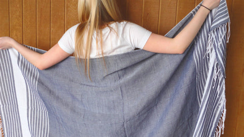 Ethical Fashion Scarf, Handwoven, Gray Or Navy, Unisex