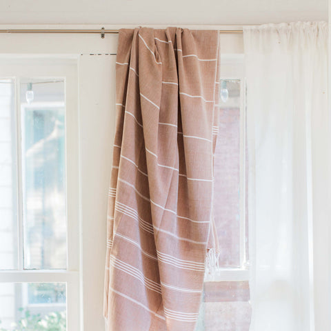 Soft Brown Turkish Fouta Towel, Eco Home Decor, "Soft Sands"