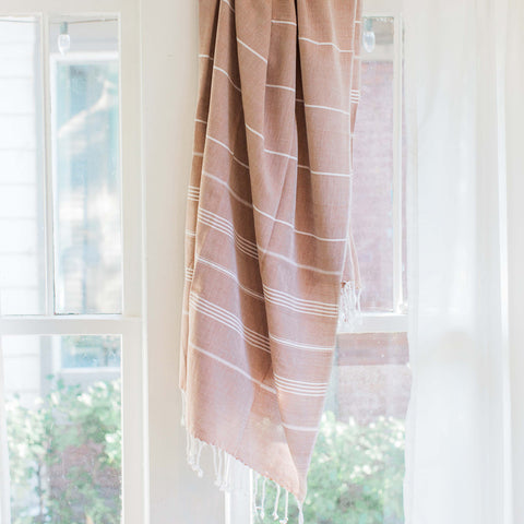 Soft Brown Turkish Fouta Towel, Eco Home Decor, "Soft Sands"