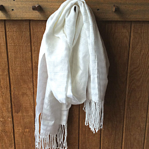 Ethically Sourced white wrap scarf